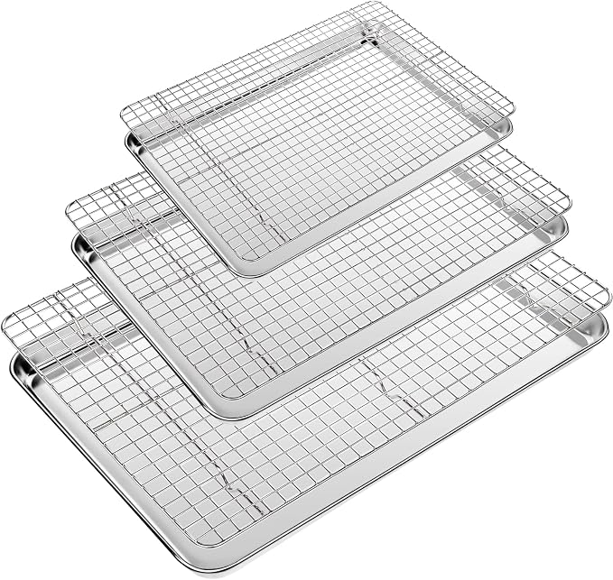 CEKEE Baking Sheet with Wire Rack Set of 6, Stainless Steel Stainless Steel by CEKEEBakingEasilyHappily
