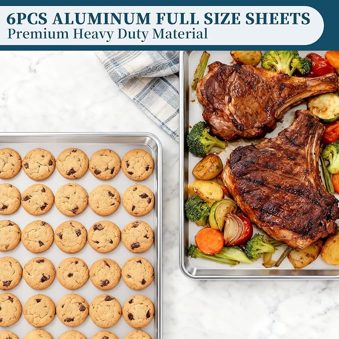 Full Size Commercial Quality Baking Sheet Pan, Bastwe Aluminum Cookie Tray Pan - Image 3