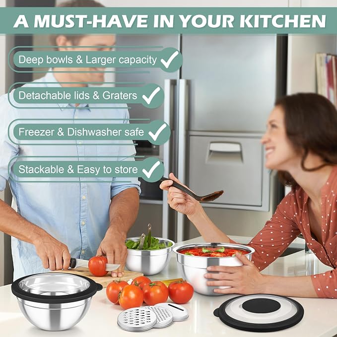 TeamFar Mixing Bowls, For Kitchen Mixing/Baking/Storing/Prepping, Visible & - Image 8