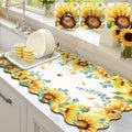LOKHOM Scalloped Floral Dish Drying Mat, Cuttable Hide Stain Non-slip Drying Mat by LOKHOM