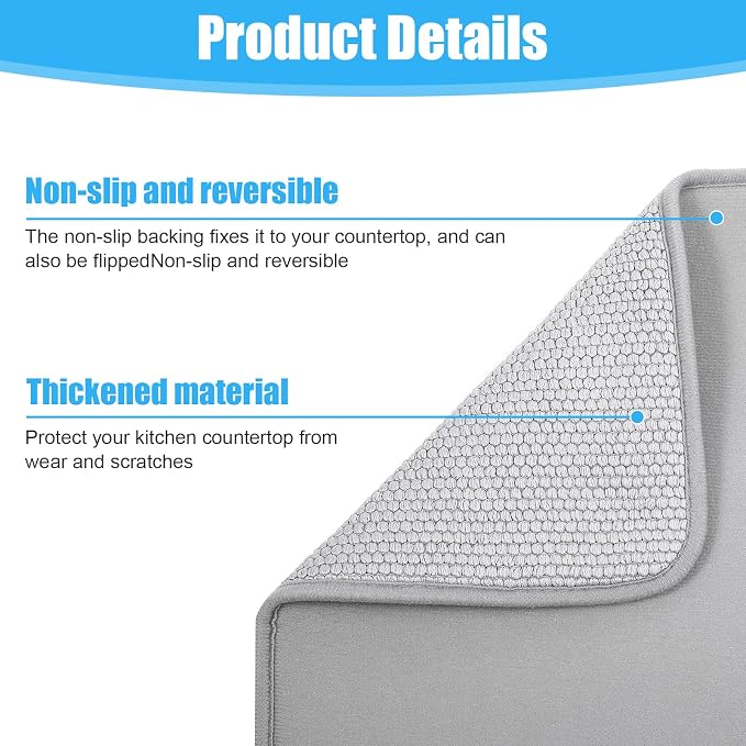 Giantree Small Microfiber Dish Drying Mat, Absorbent Dish Drainer Mats - Image 4