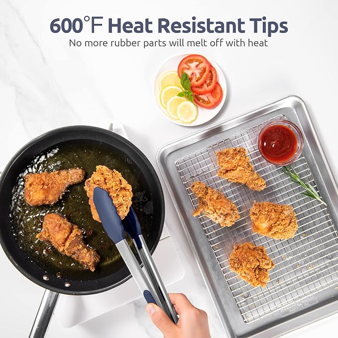 600ºF Heat Resistant Kitchen Tongs: U-Taste 7/9/12 inch Silicone Cooking Tong - Image 3