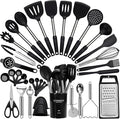 Large Cooking Utensils Set, Stainless Steel Handle Spatula Set, Heat Resistant by Fyvva
