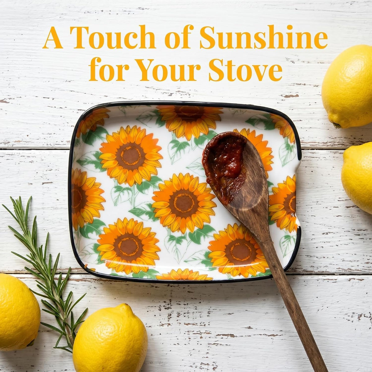 Sunflower Ceramic Spoon Rest for Stove Top for Kitchen Counter