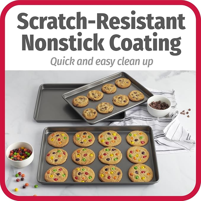 GoodCook Everyday Nonstick Baking Sheet Set, 3 Pack Includes Small Medium and - Image 5