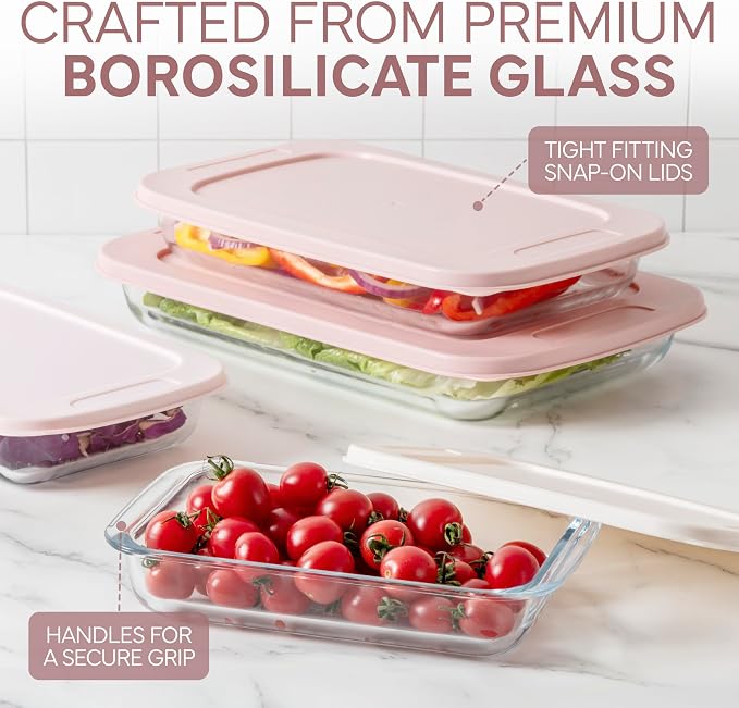 COOK WITH COLOR 8 PC. Glass Baking Dish Set with Lids - Image 5