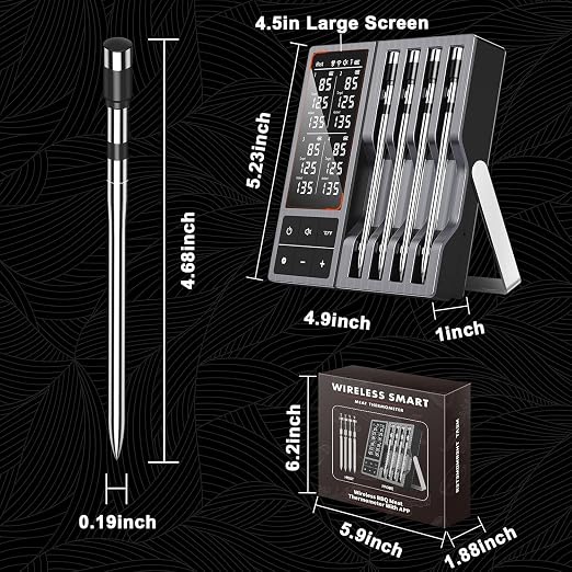 Wireless Meat Thermometer with Smart Timer & APP Alerts, 800ft Bluetooth Grill - Image 9