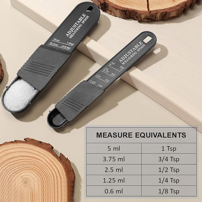 6 Pcs Adjustable Measuring Spoon Plastic Tablespoon and Teaspoon Set Baking - Image 3