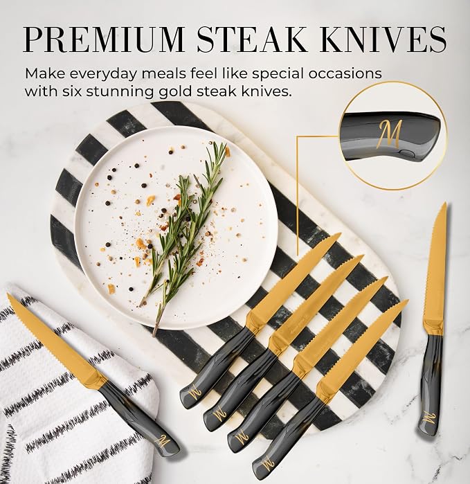 Personalized Black and Gold Knife Set - Image 9