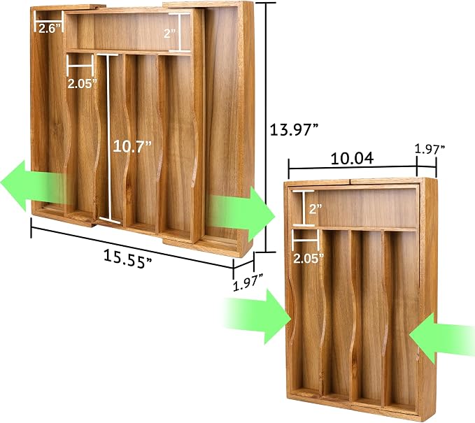 Expandable Acacia Kitchen Drawer Organizer - Image 2