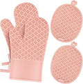 Oven Mitts and Pot Holders 4 Sets, Heat Resistant 500 ℉ Oven Mitt and Pot Holder by QEVOOON