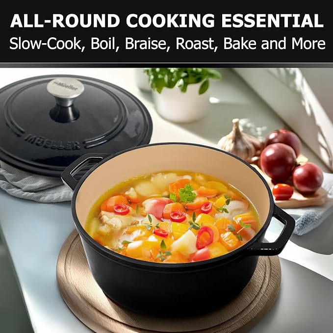 MUELLER HOME 6 Quart Enameled Cast Iron Pot Dutch Oven, Heavy-Duty Oven-Safe up - Image 7