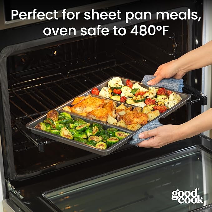 GoodCook Divided Baking Sheet Premium Carbon Steel Nonstick Pan, 11 x 17-Inch - Image 3