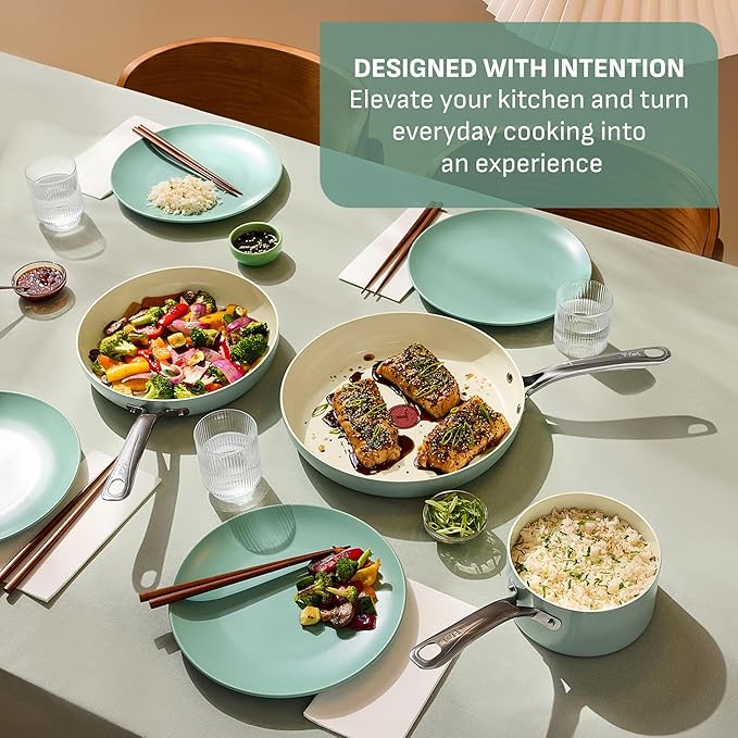 T-Fal Inspire Nonstick Ceramic Cookware Set, Oven Safe to 500°F, Ceramic Pots - Image 3