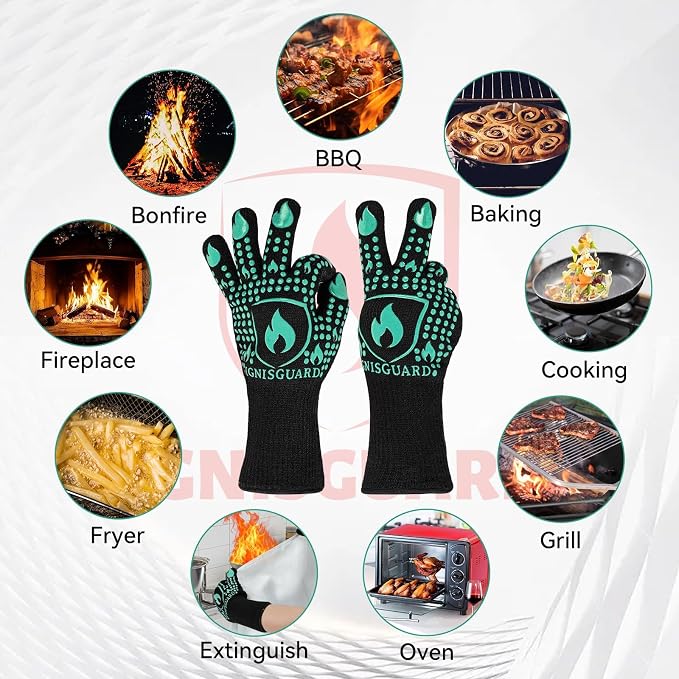 BBQ & Grill Gloves, Oven Gloves, 1472°F Silicone Oven Mitts Heat Resistant - Image 7
