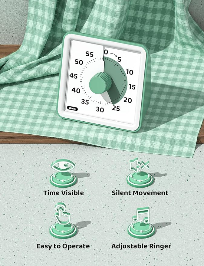 LIORQUE Visual Timer for Kids, 60-Minute Countdown Timers for Classroom Office - Image 6