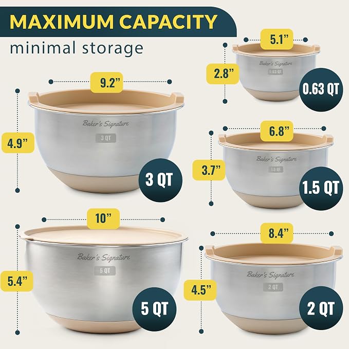 Baker's Signature Stainless Steel Mixing Bowls - Image 2