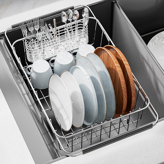 JAQ Over Sink Dish Drying Rack, Expandable 14.96"–22.44" Adjustable Dish Rack by JAQ-BuyNow