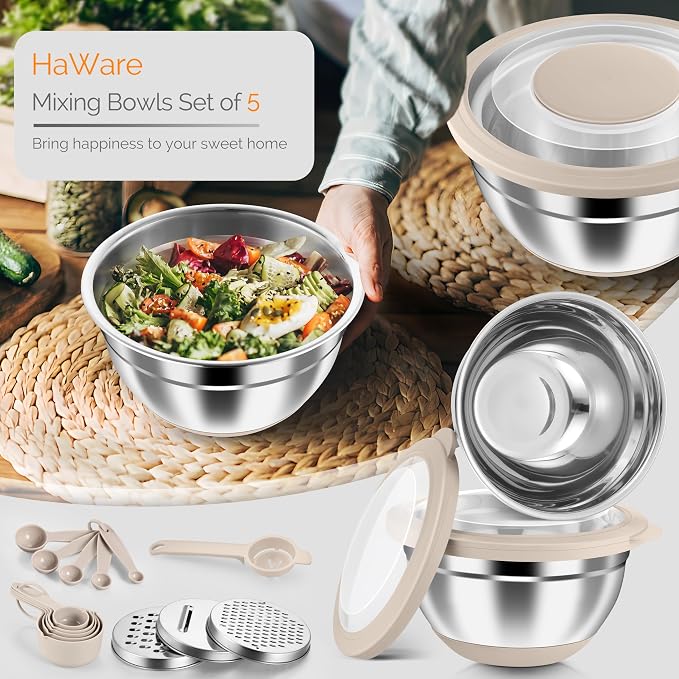 HaWare Mixing Bowls, 24-Piece Stainless Steel Salad Serving Bowl - Image 7