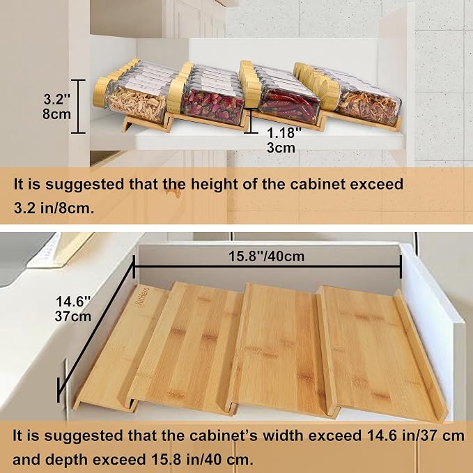 Spice Drawer Organizer with 28 Bamboo-lidded Spice Jars and 216 Labels - Image 2