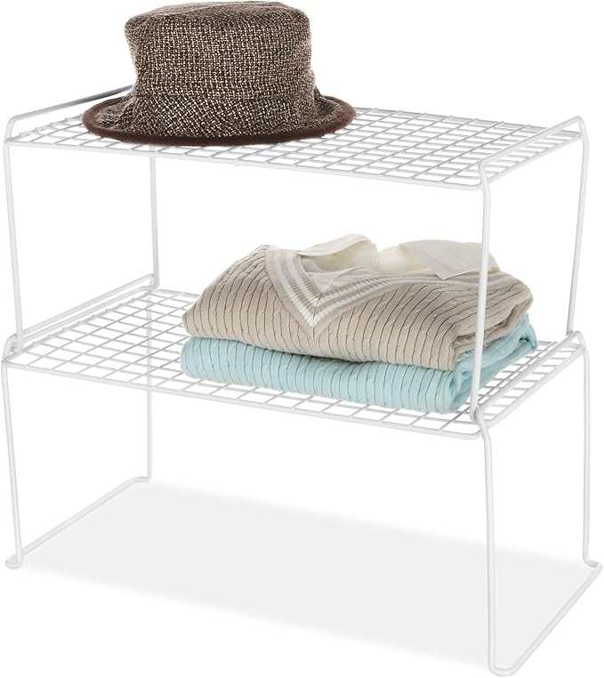 Whitmor Medium 1 Tier Stacking Helper Shelf, Durable Plastic, Wire Shelf - Image 3