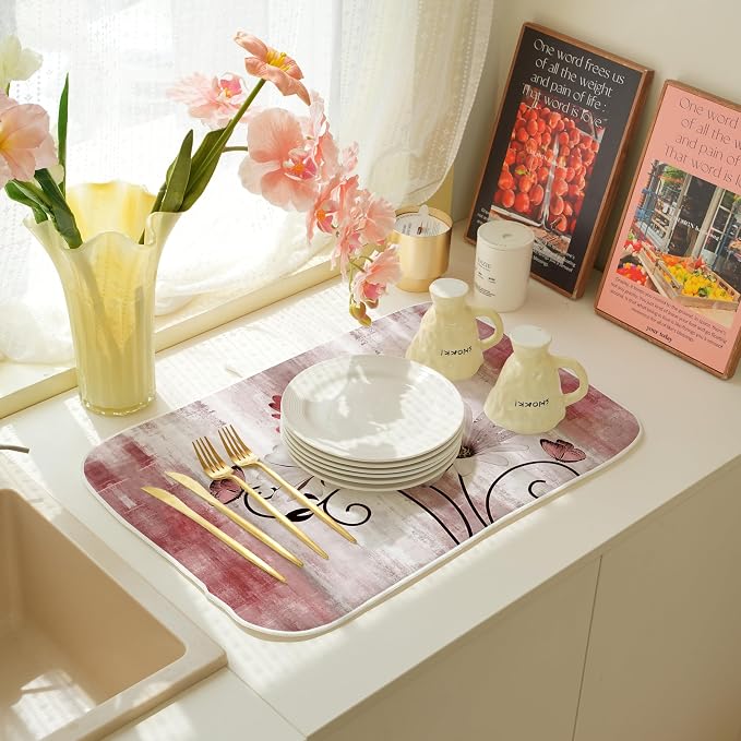 Floral Dish Drying Mat 18x24 Inches - Image 3
