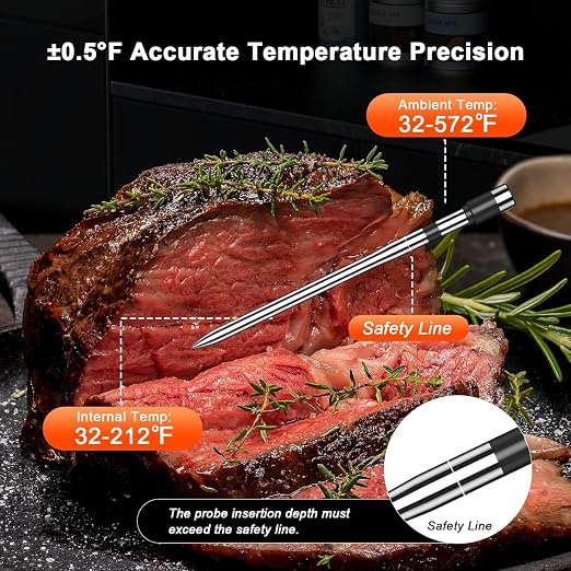 Wireless Meat Thermometer with Smart Timer & APP Alerts, 800ft Bluetooth Grill - Image 5