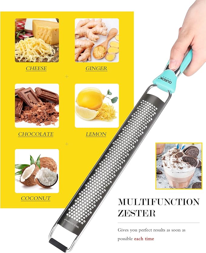 Ourokhome Kitchen Lemon Zester, Stainless Steel Hand Held Parmesan Cheese Grater - Image 3