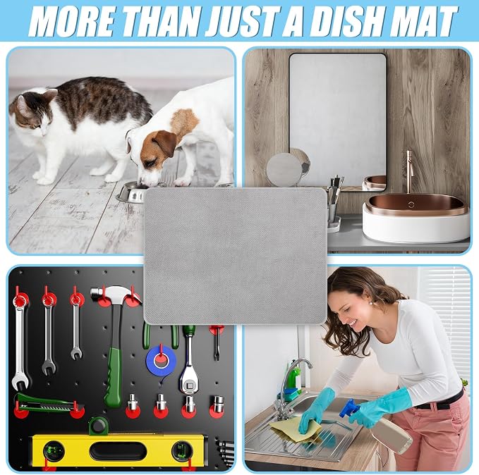 Hushee 2 Pack Extra Large Dish Drying Mat Microfiber Absorbent Dish Drying Pad - Image 6