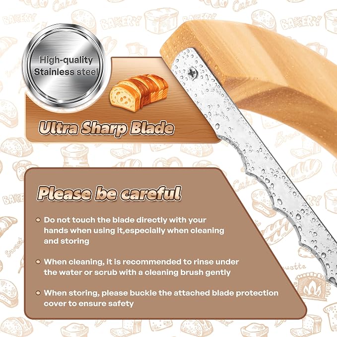 Bread Knife for Homemade Bread, 14.5" Wooden Sourdough Bread Knife, Sourdough - Image 3