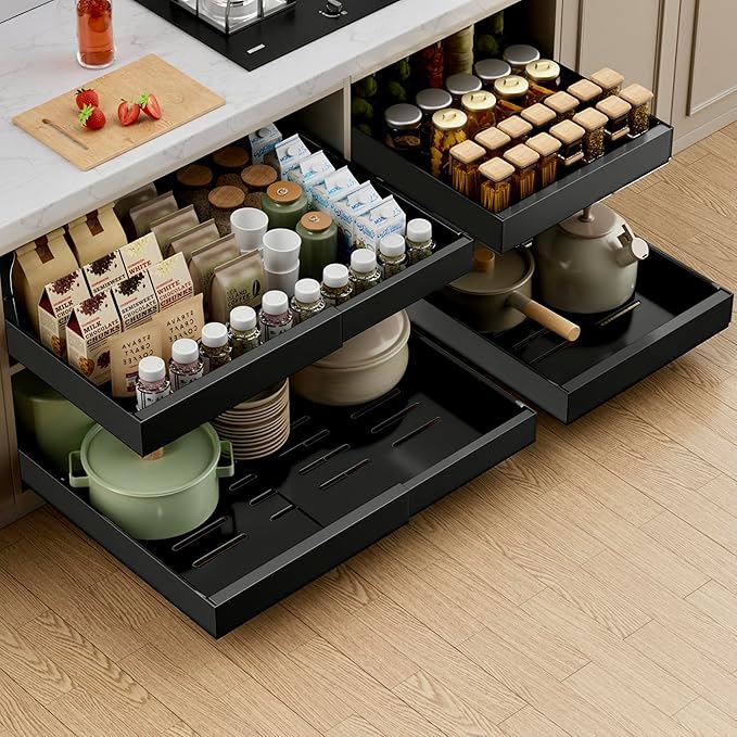 PAKETA 1 Pack Expandable Pull Out Cabinet Organizer, Upgrade 3 Slide Rails by Unknown