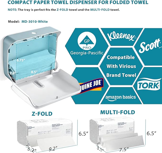 Paper Towel Dispenser Wall Mount: No Drill Adhesive Z-fold Multifold Paper - Image 4