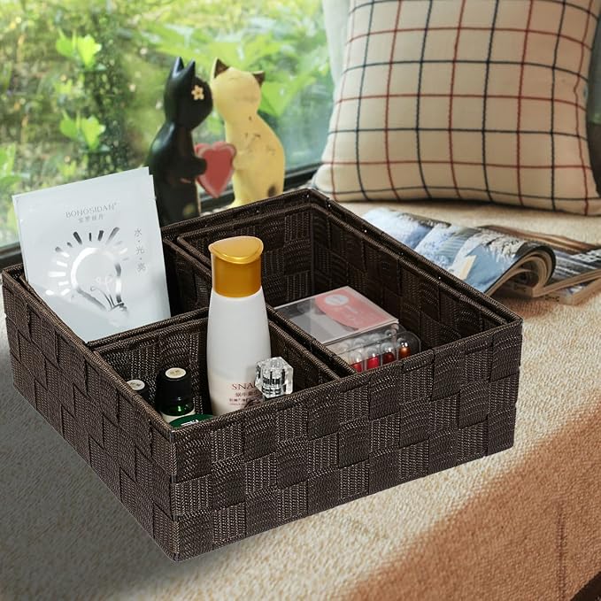 Posprica Woven Storage Baskets for Organizing, Small Baskets Cube Bin Container - Image 2