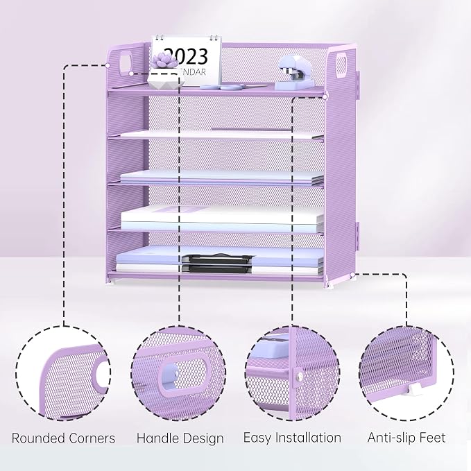 2 Pack 5-Tier Purple Desk Organizer - Image 3