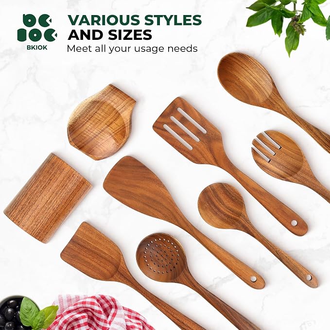 Bkiok Teak Wood Utensil Set, Wooden Utensils set - Image 5