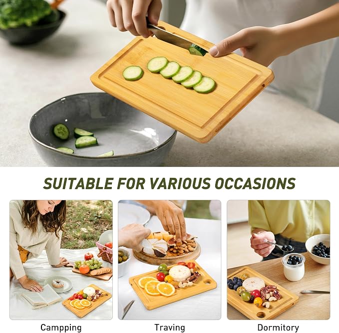2 Pack Small Bamboo Wood Cutting Board - Image 4