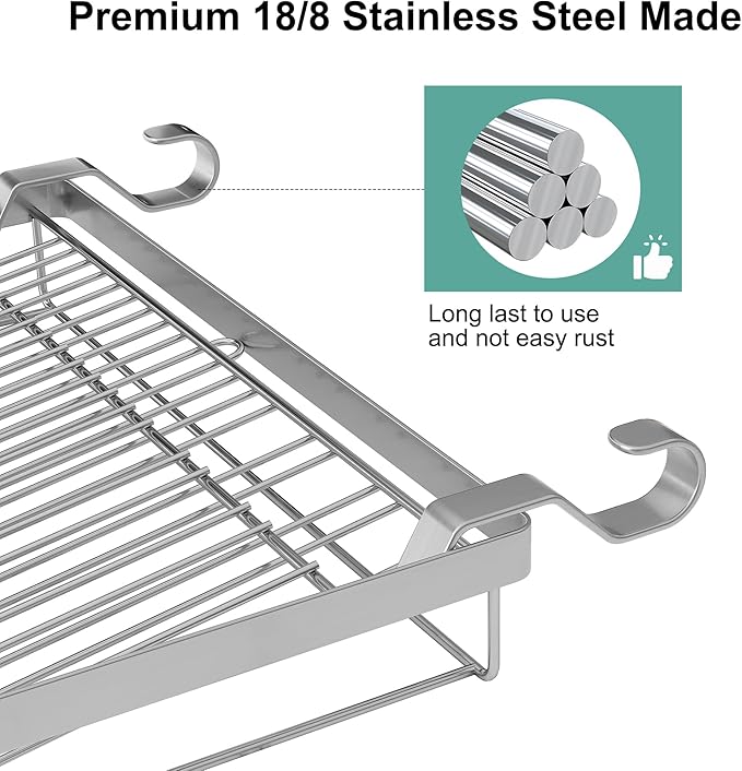 TQVAI Over Sink Dish Drainer Drying Rack, Stainless Steel Foldable Wall Mounted - Image 5