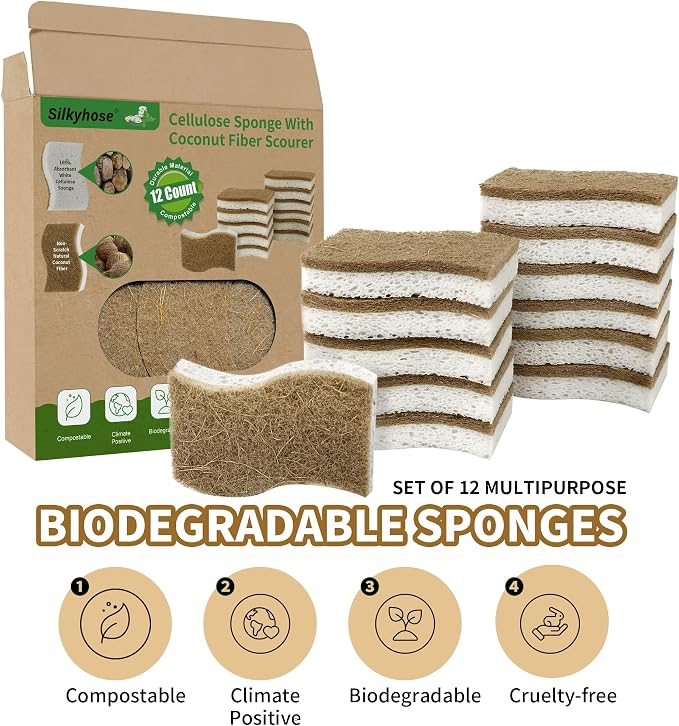 Natural Kitchen Sponges, Biodegradable & Compostable | Non-Scratch Cellulose - Image 5