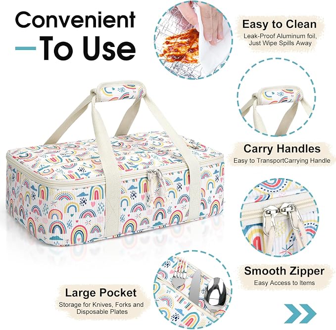 Corduroy Casserole Carrier, Insulated Lasagna Lugger - Image 3