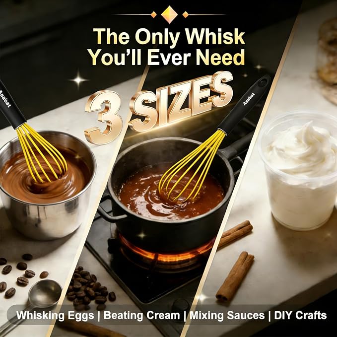 Anaeat Silicone Whisk, Thick Stainless Steel Wire Inner Heat Resistant - Image 7