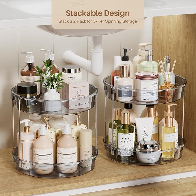 LAMU 12 inch 2 Tier Lazy Susan Turntable Organizer Rotating Spice Rack - Image 5
