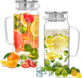 Set of 2 Glass Pitcher with Lid, 1200ml Leak Proof, Glass Water Jugs, Microwave by Liuruiyu