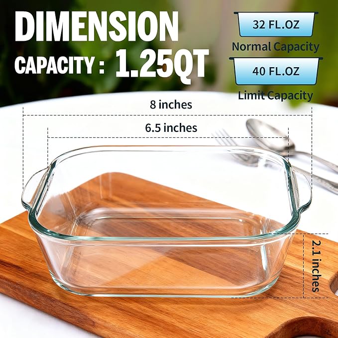 6"x6" Baking Pan, Square Baking Dishes 2 Pack Glass Bakeware Dish - Image 3