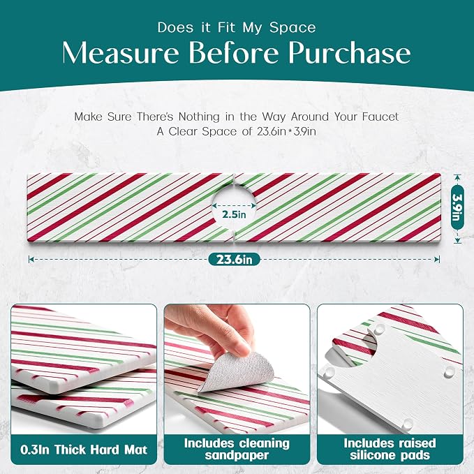 Stone Faucet Mat for Kitchen Sink, Diatomite Drying Stone Mat for Kitchen - Image 5