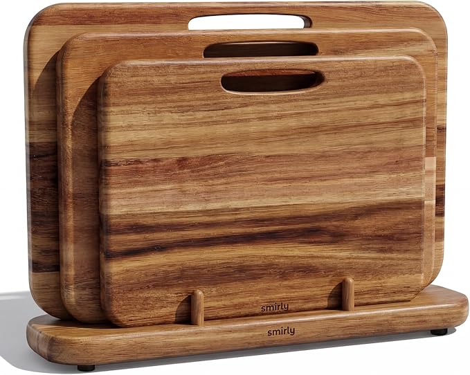 SMIRLY Wooden Cutting Boards for Kitchen, Double-Sided Cutting Board by Smirly