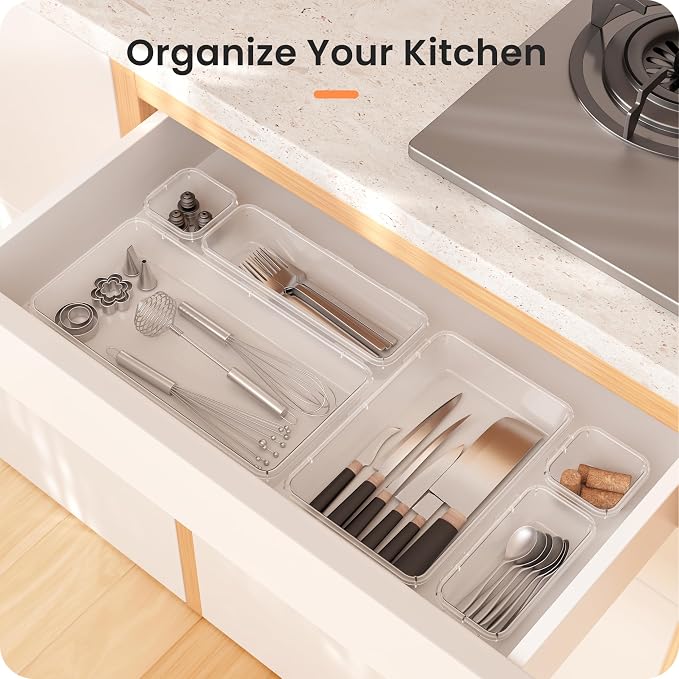 A-LuGei 【46PCS & 5Sizes Clear Drawer Organizer, 【Hold 277 Items】 Makeup - Image 8