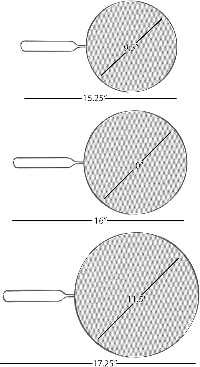 3-Piece Splatter Screen Set – Fine Mesh Stainless-Steel Grease Splatter Guard - Image 4