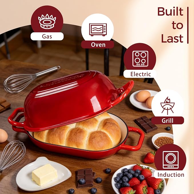 Oval Dutch Oven for Bread Baking, 12 x 8 Inch Cast Iron Bread Oven for Sourdough - Image 7