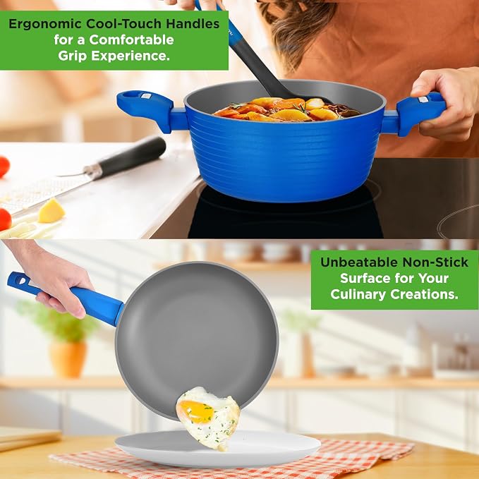 NutriChef 12 Piece Nonstick Cookware Set - Image 4