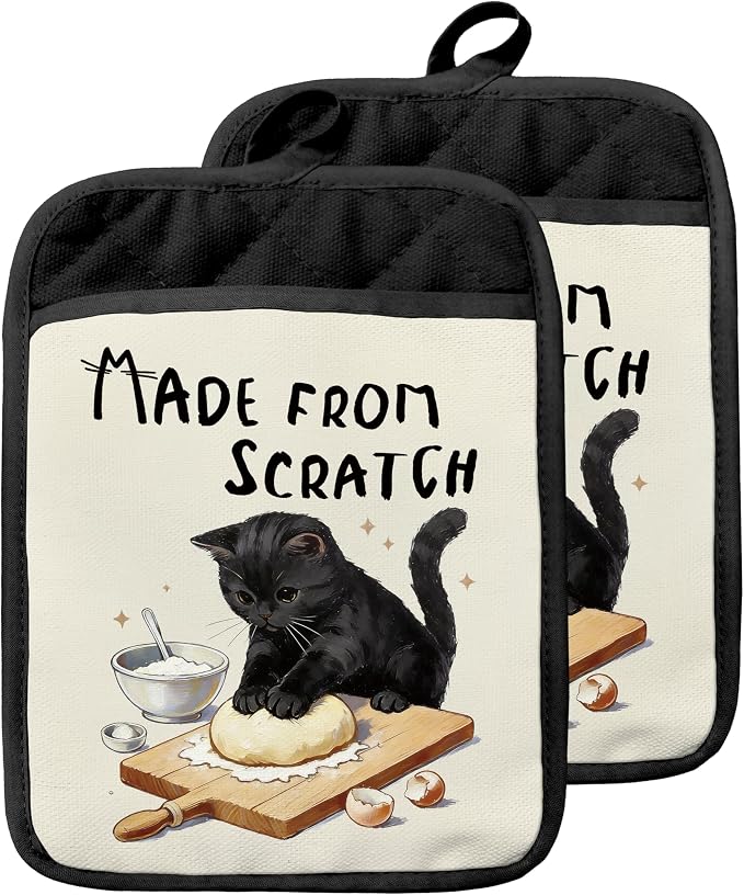 Black Cat Baking Pot Holders by Unknown
